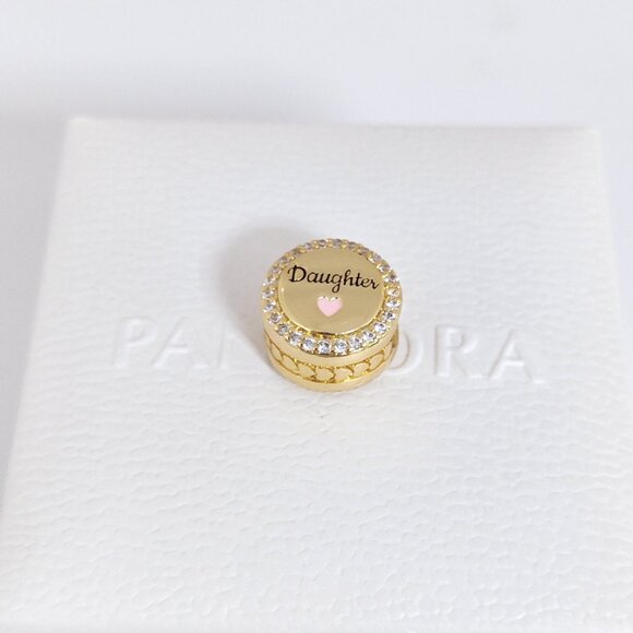 Pandora Engravable Daughter Charm Bead Gold Plated with box - Picture 8 of 10